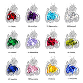 15Mm Women Rose Necklace Love Heart Birthstone 925 Sterling Silver Pendant Jewelry Girls Gift Atpx0020